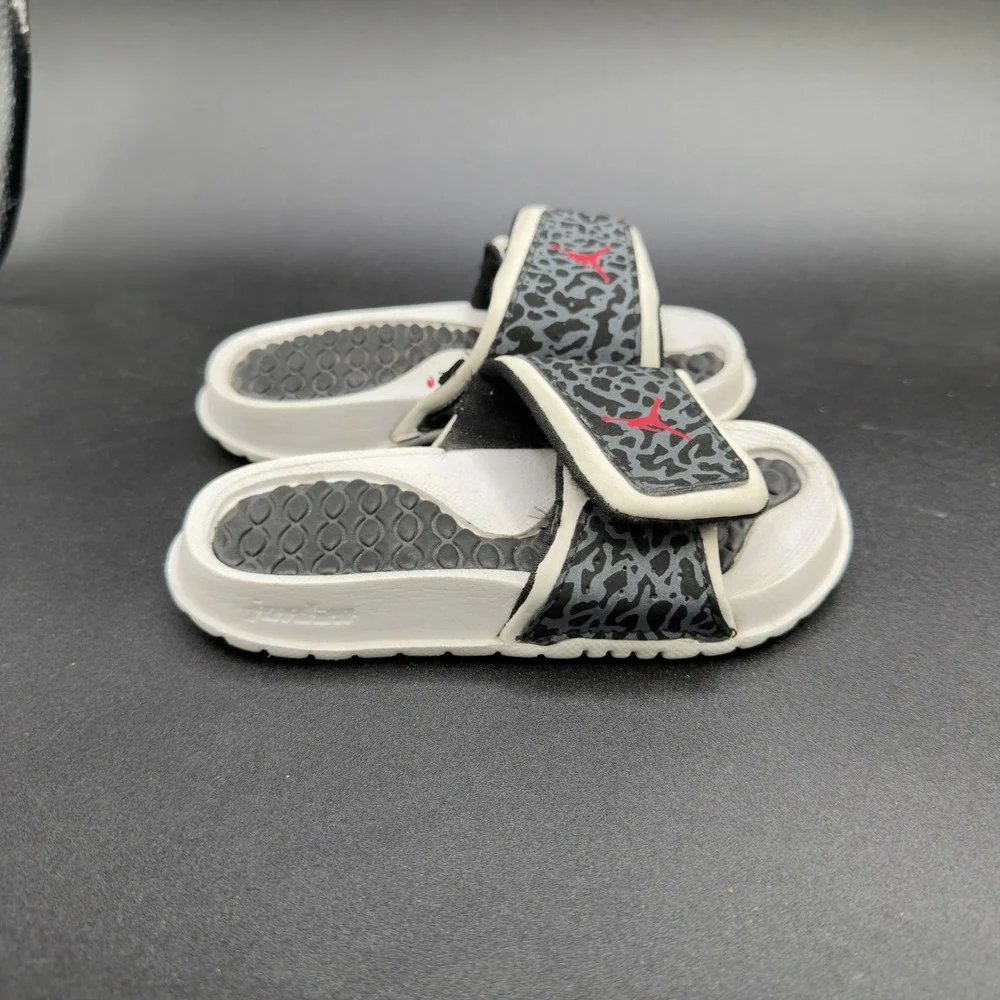 Jordan Hydro 2 Elephant Print Slide Sandals Toddler 8C White Grey Red Athletic